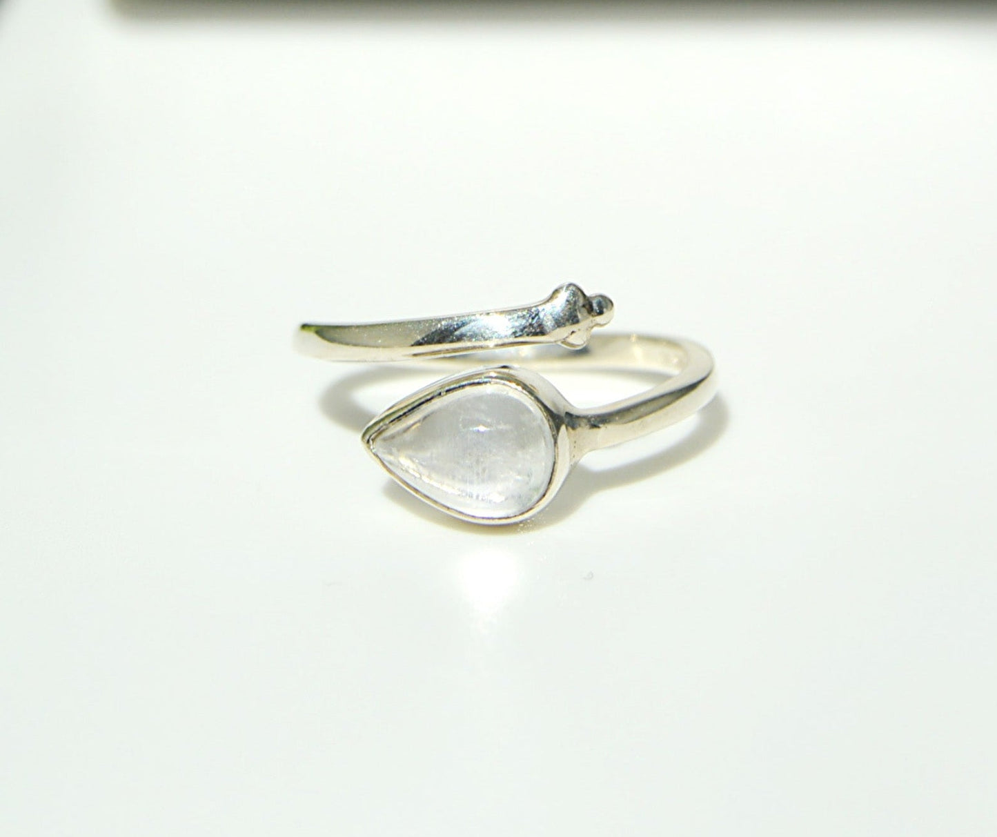 adjustable moonstone ring set in .925 sterling silver handmade Handmade by JeniMarie Jewelry, single band ring hypoallergenic jewelry 