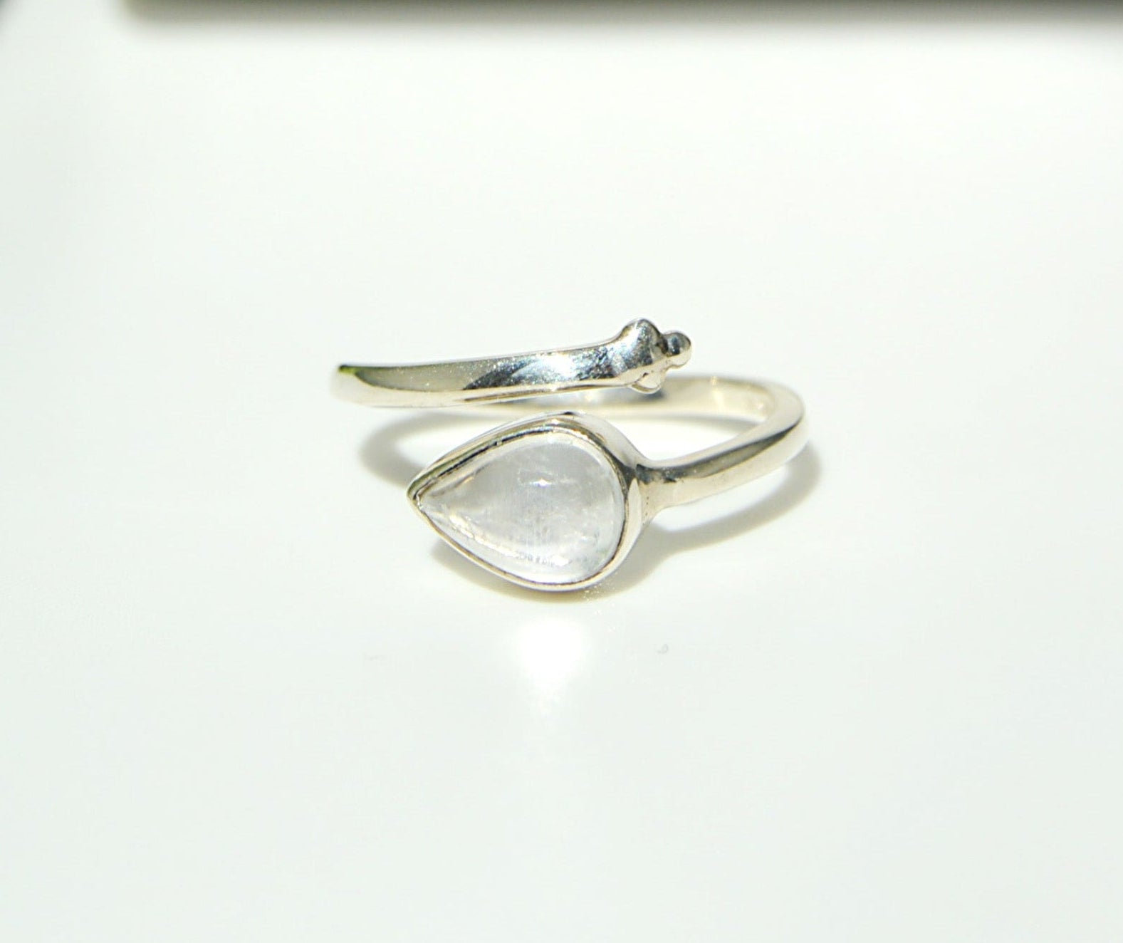 adjustable moonstone ring set in .925 sterling silver handmade Handmade by JeniMarie Jewelry, single band ring hypoallergenic jewelry 