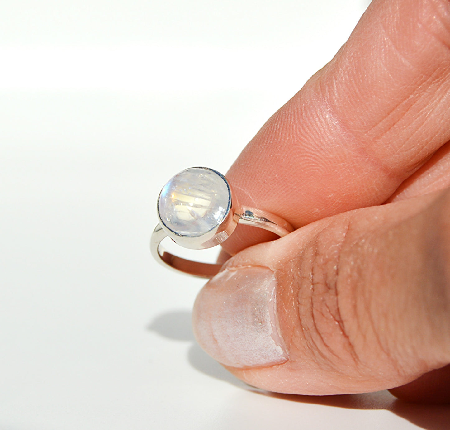 Moonstone Round Ring Size 6