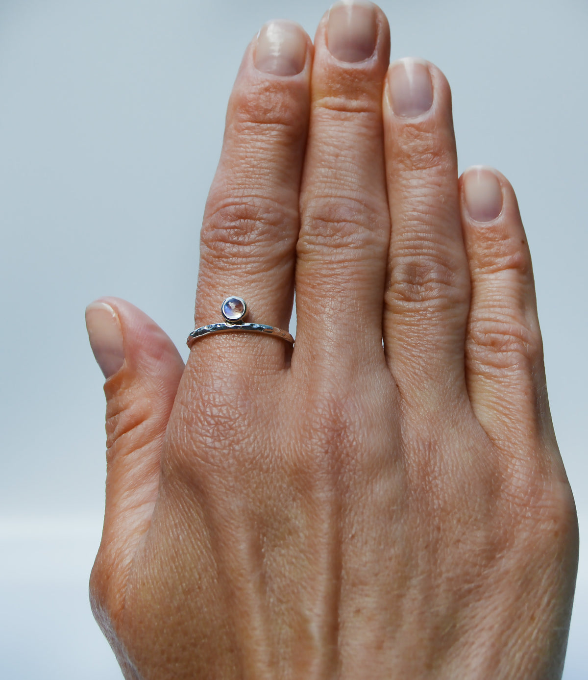 JeniMarie Jewelry with a fun moonstone ring set in sterling silver hand polished for a high shine. 