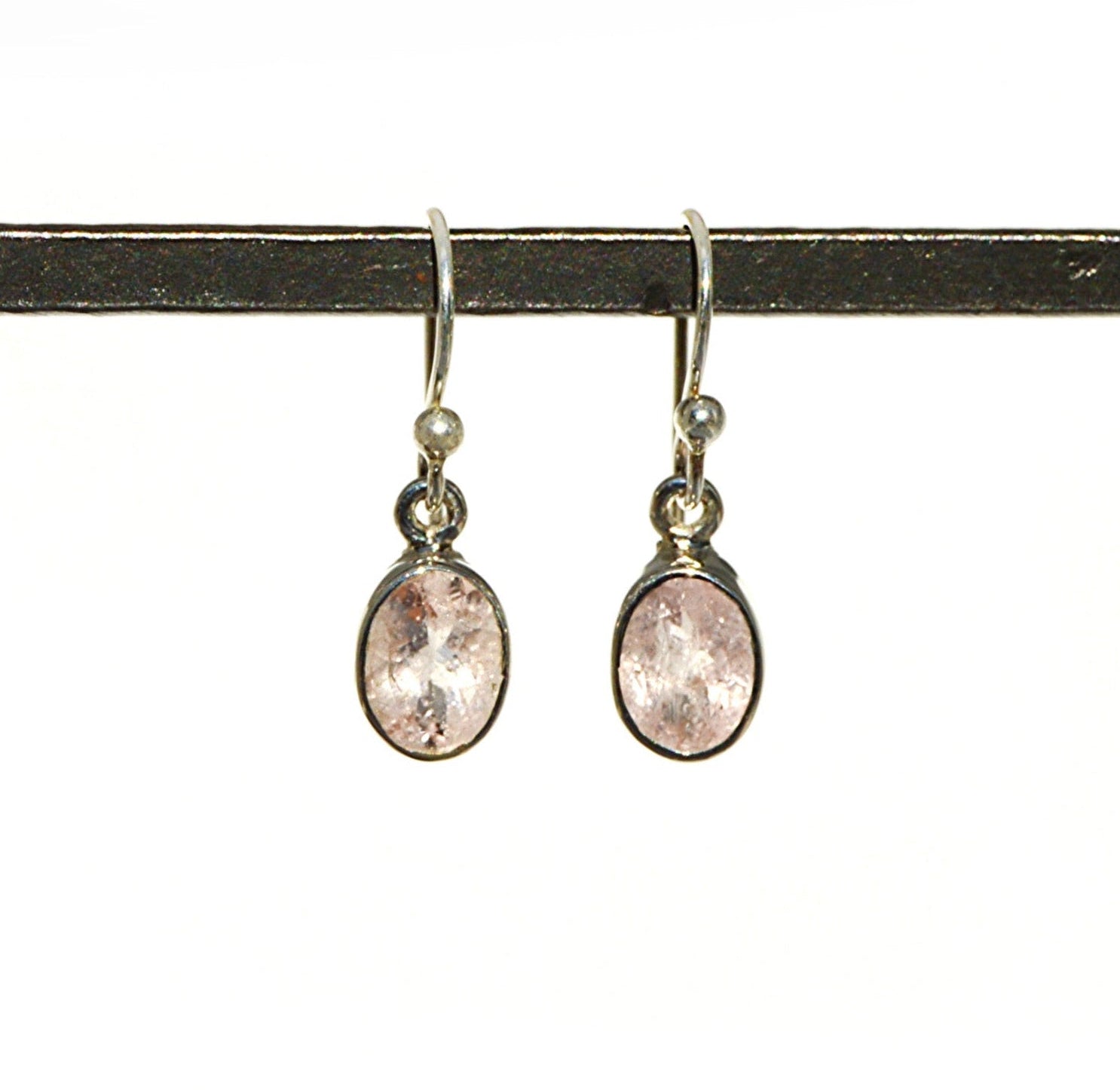 Morganite sterling silver handmade earrings JeniMarie Jewelry 