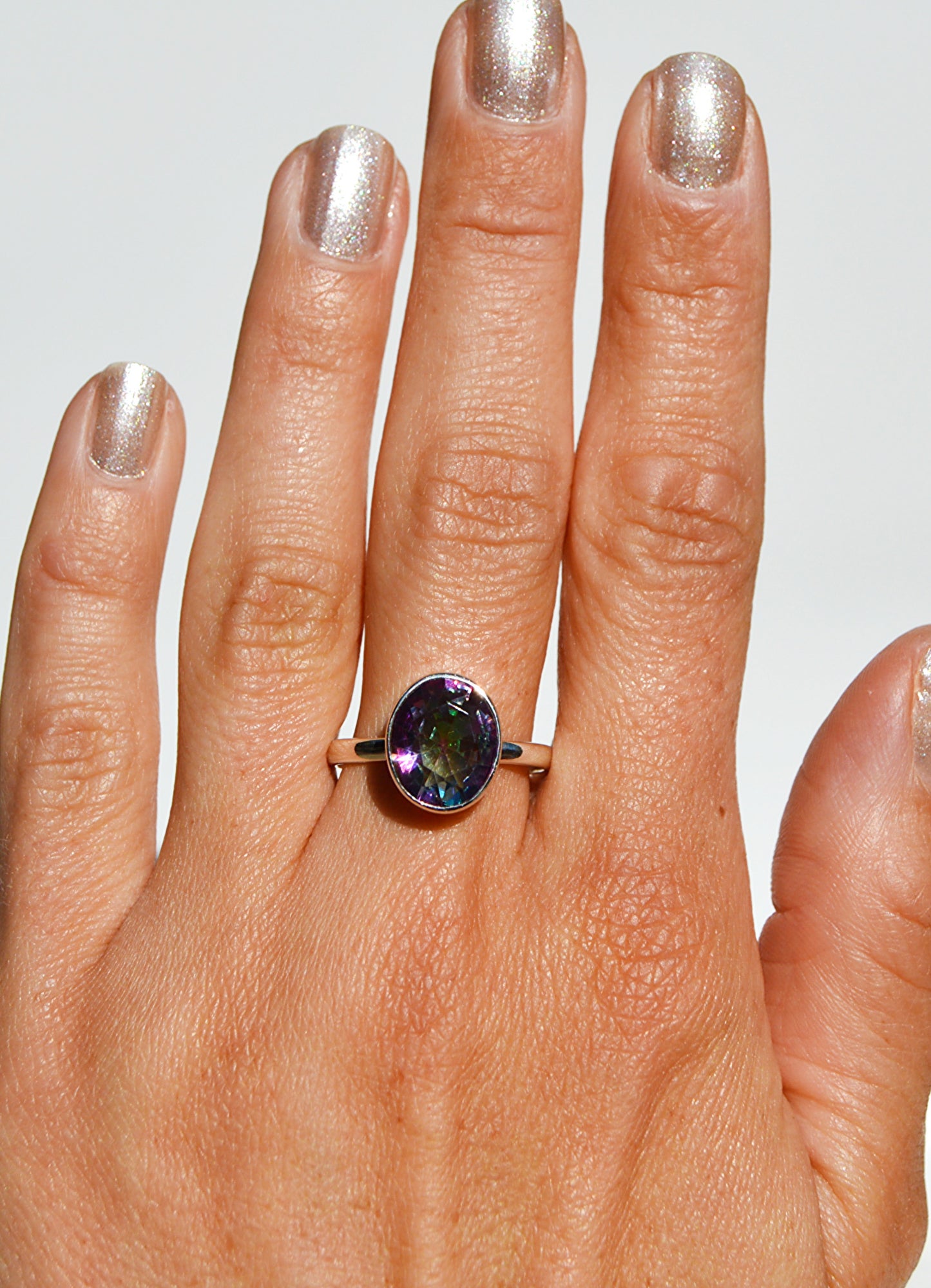 Mystic Topaz Bold Oval Ring Size 10