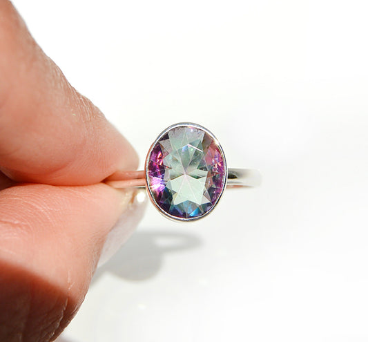 Mystic Topaz Bold Oval Ring Size 10