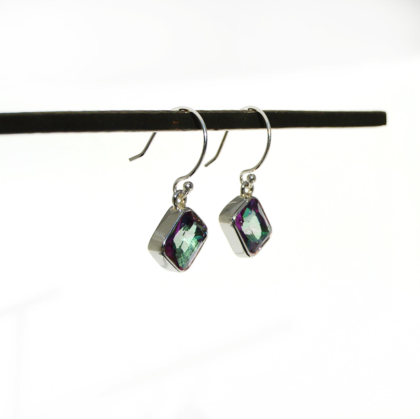 Mystic Topaz Emerald Dangle Earrings
