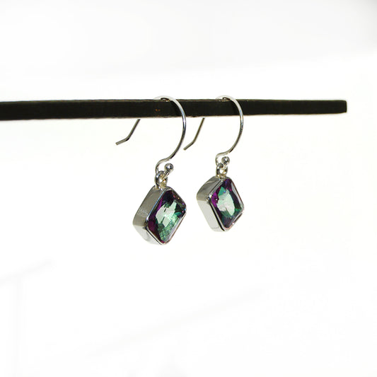 Mystic Topaz Emerald Dangle Earrings