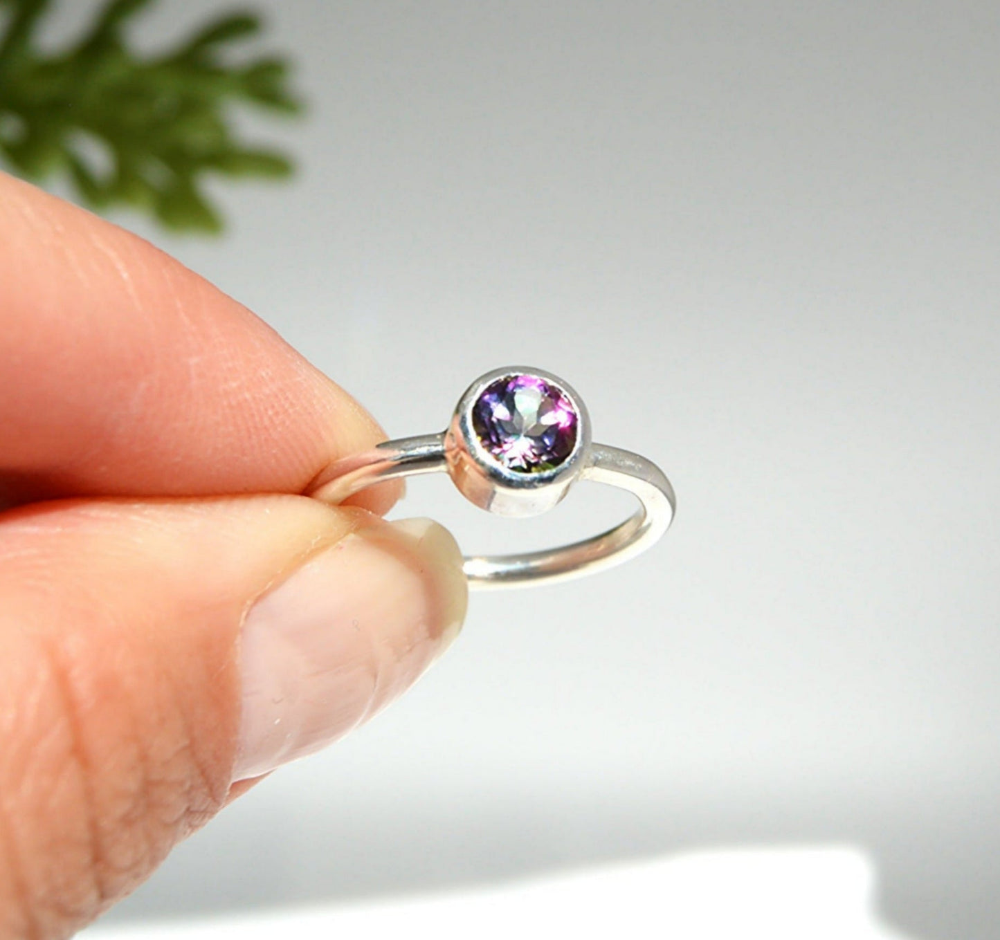 Mystic Topaz Tube Set Ring