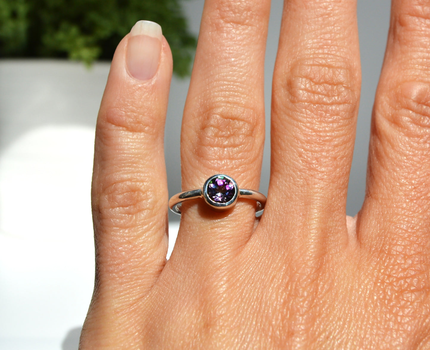 Mystic Topaz Tube Set Ring