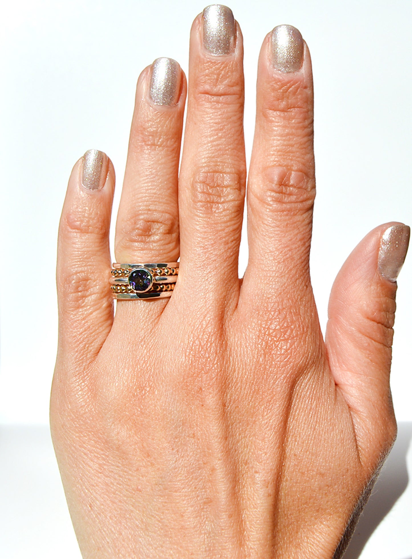 Mystic Topaz Tube Set Ring