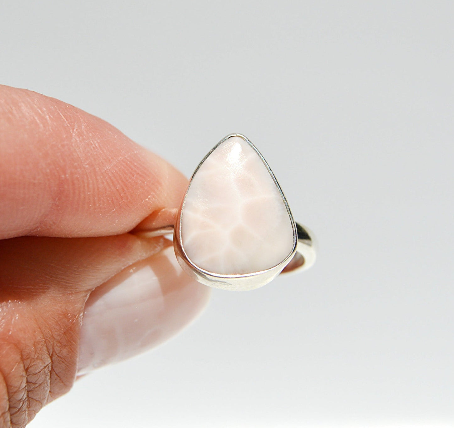JeniMarie Jewelry with a rare and wonderful Natrolite stone set in sterling silver with a comfort band. 