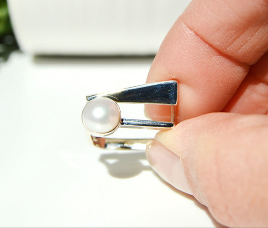 pear ring, sterling silver, square design size 7 JeniMarie Jewelry 