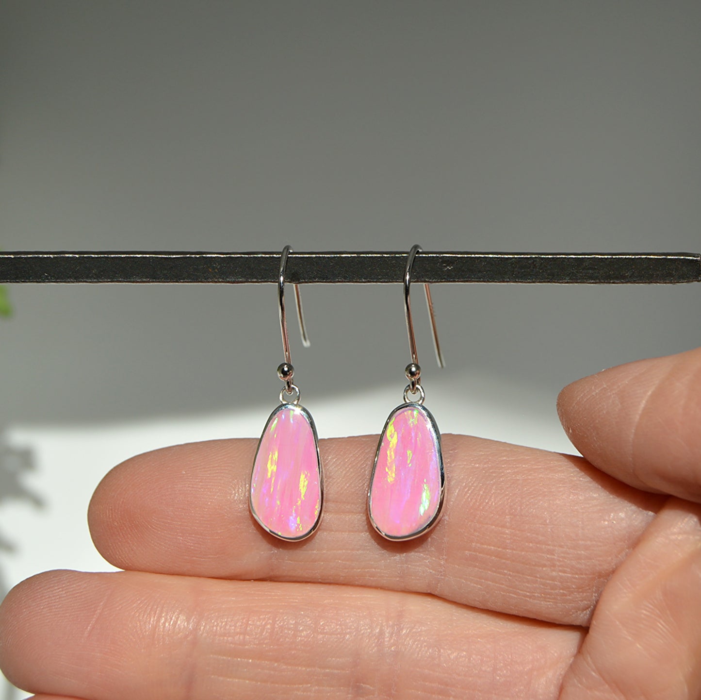 Pink Opal Dangle Earrings