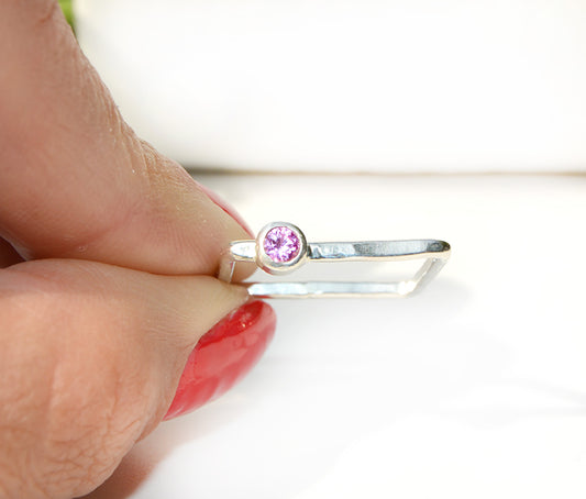 Pink Tourmaline Square Ring