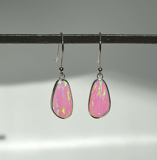 Pink teardrop opal earrings 
