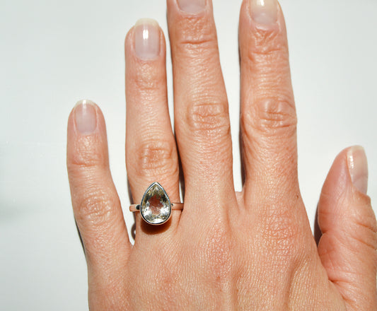 Quartz Clear Ring Size 6