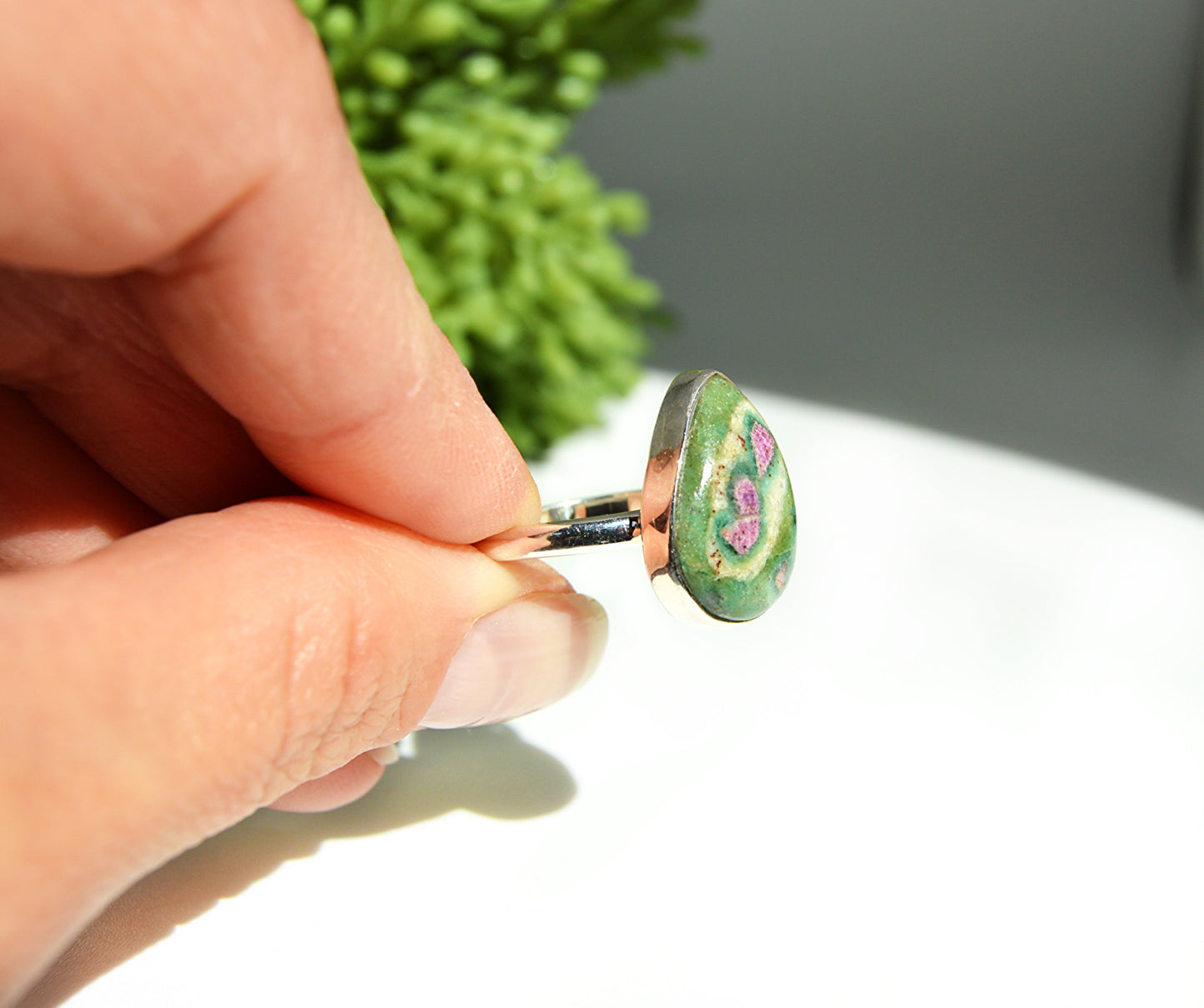 Ruby Zoisite Ring Size 8