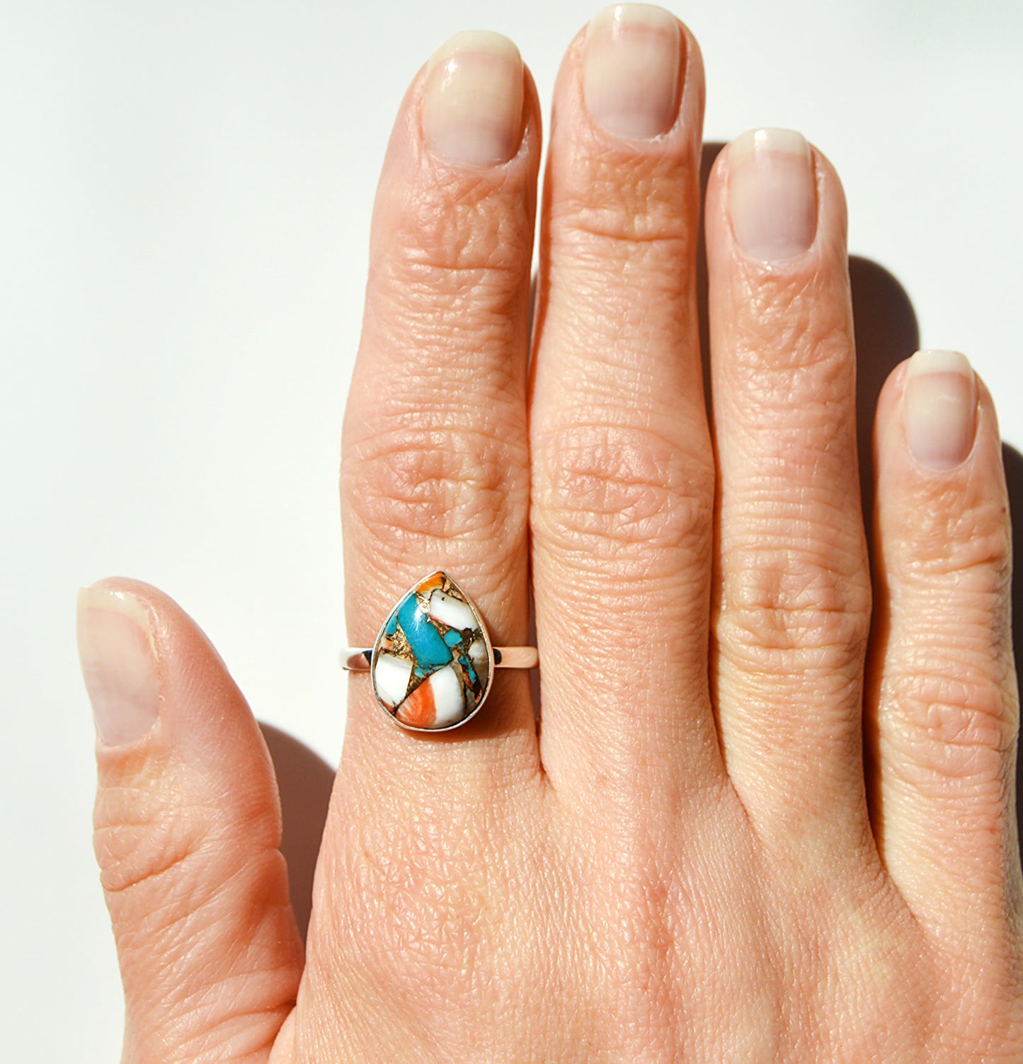Spiny Oyster Turquoise Ring Size 9