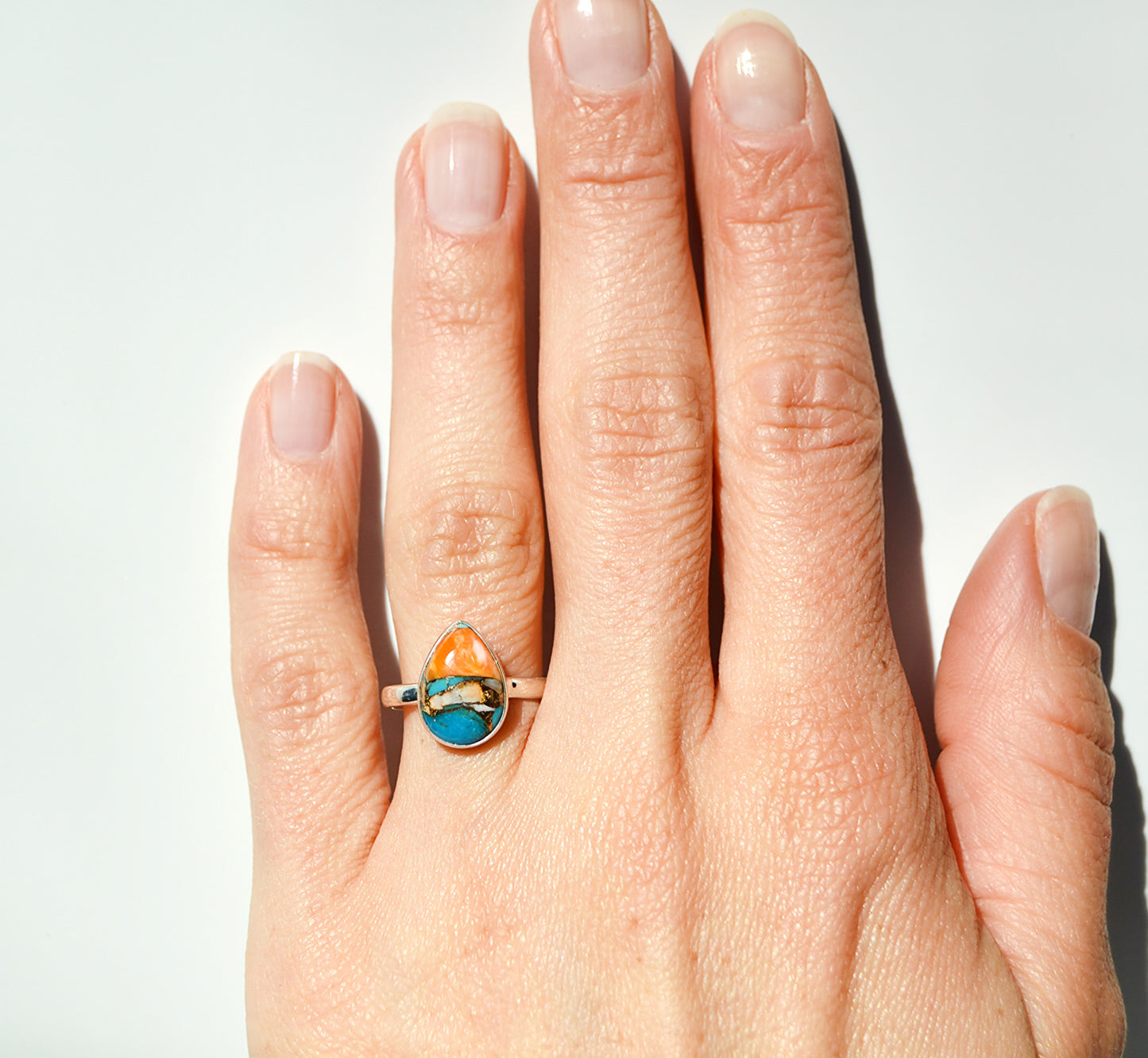 Spiny Oyster Turquoise Ring Size 6