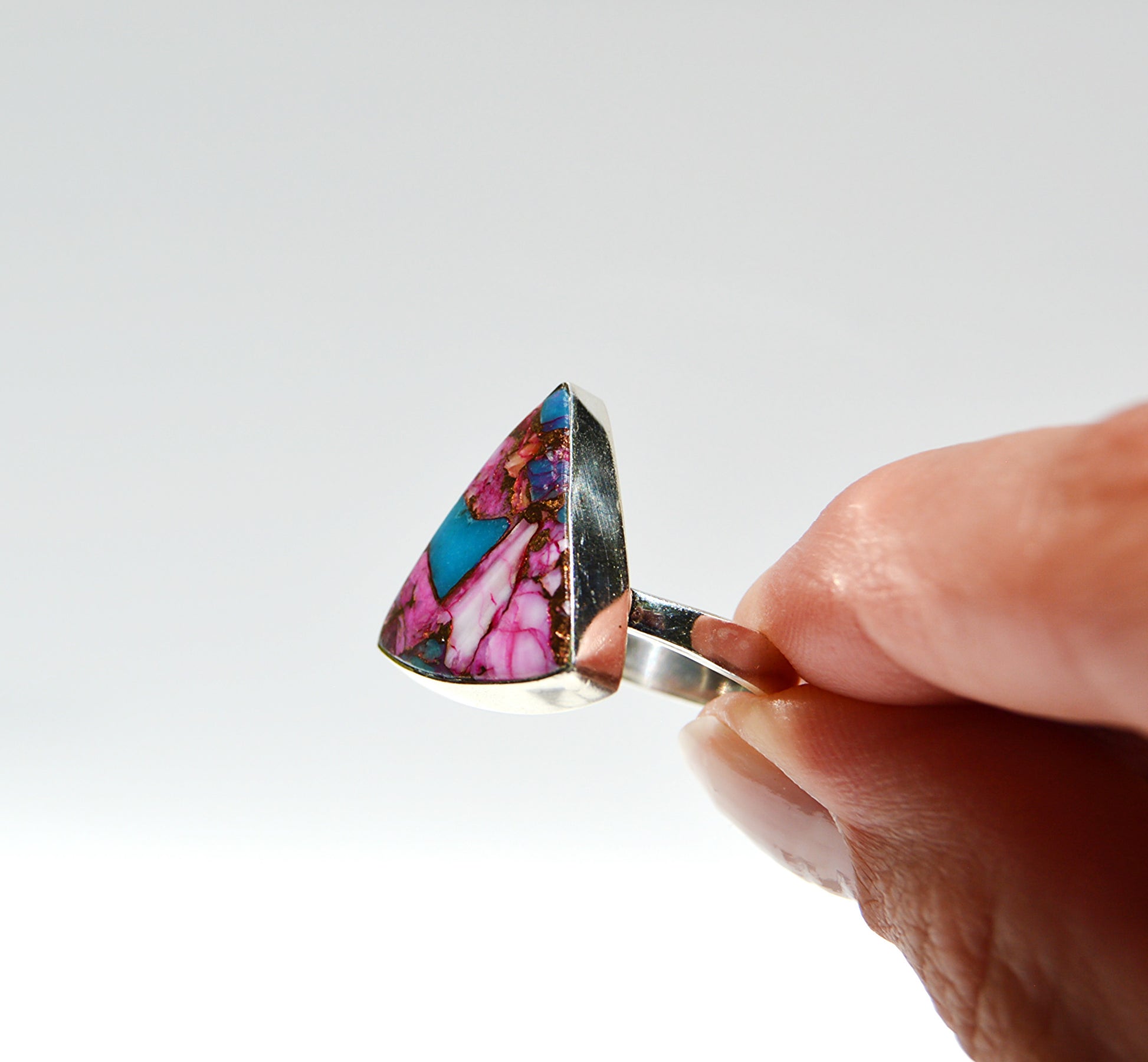 JeniMarie Jewelry with a rare and large bright and colorful stone all set in sterling silver. 