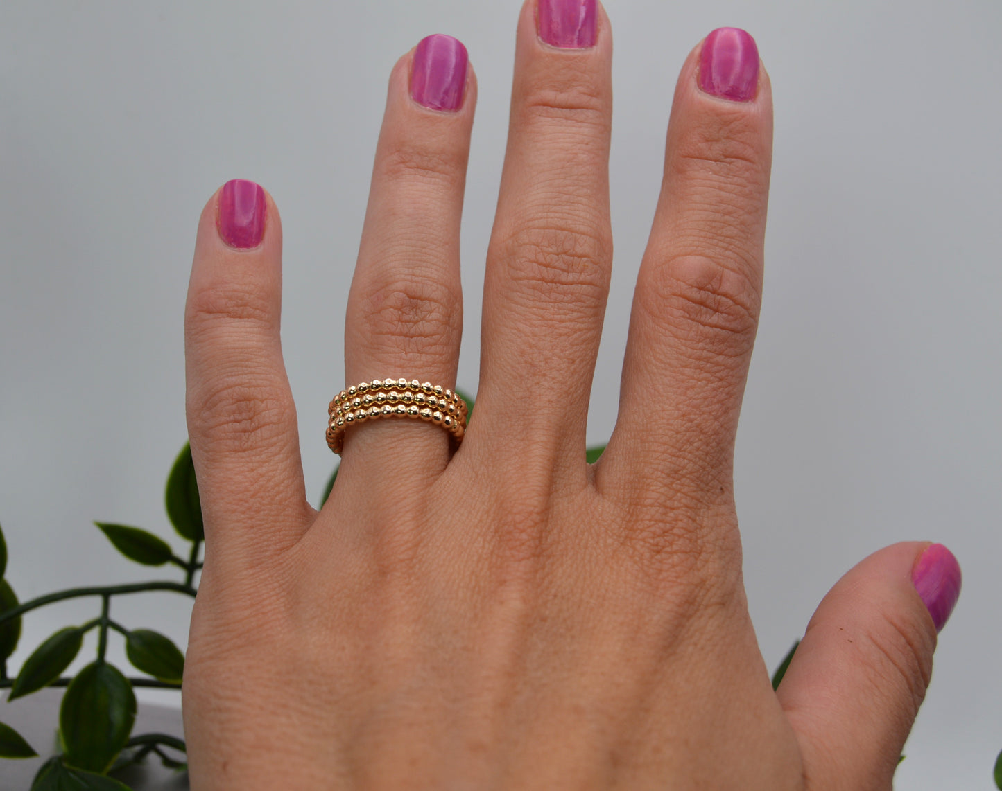 Stack Ring Beaded in Gold or Silver