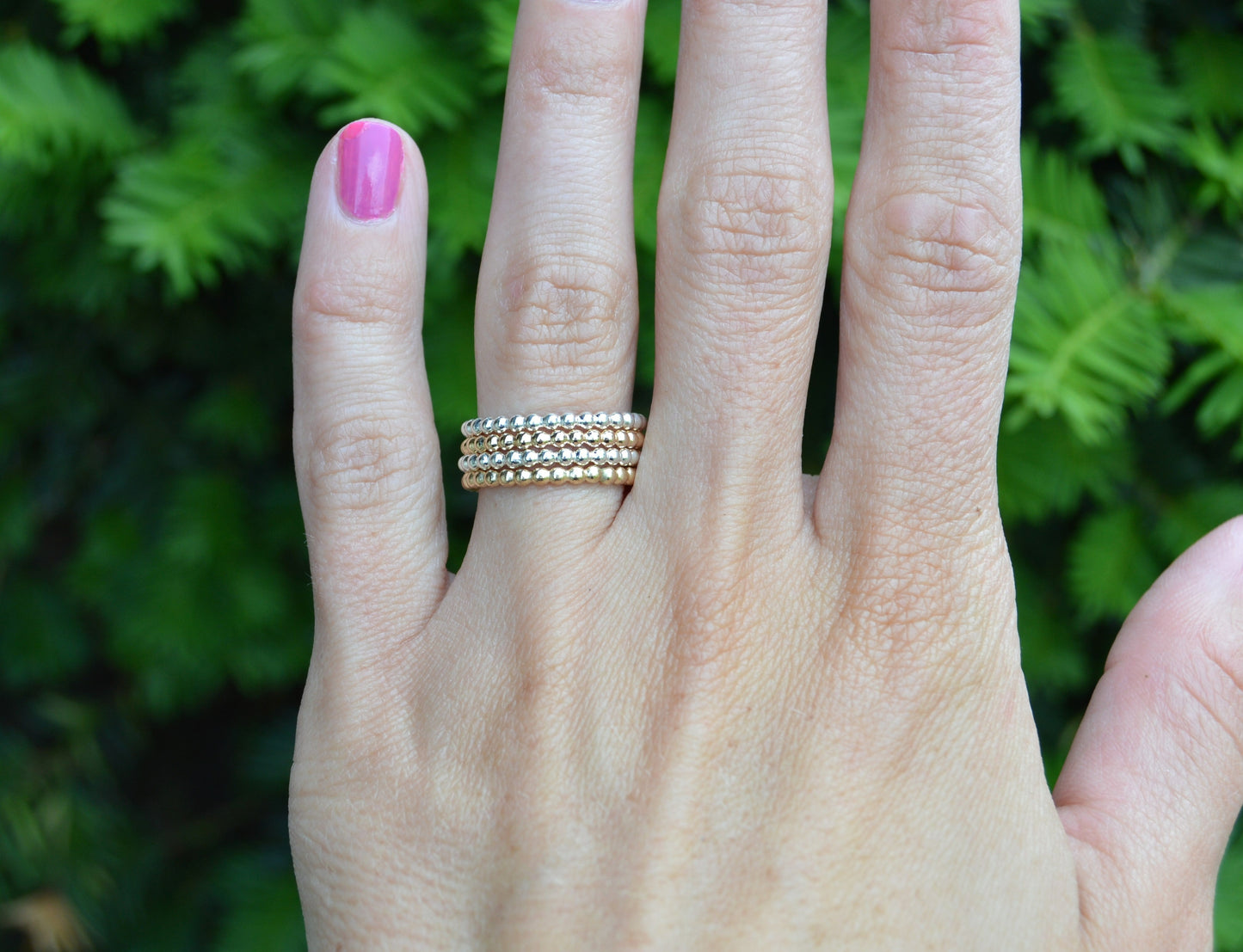 Stack Ring Beaded in Gold or Silver