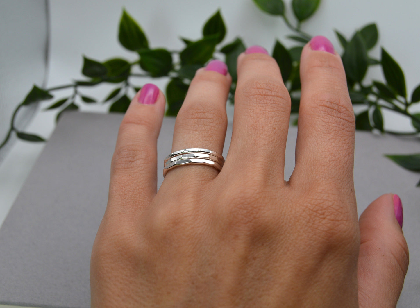 Stack Ring Hammered in Gold or Silver