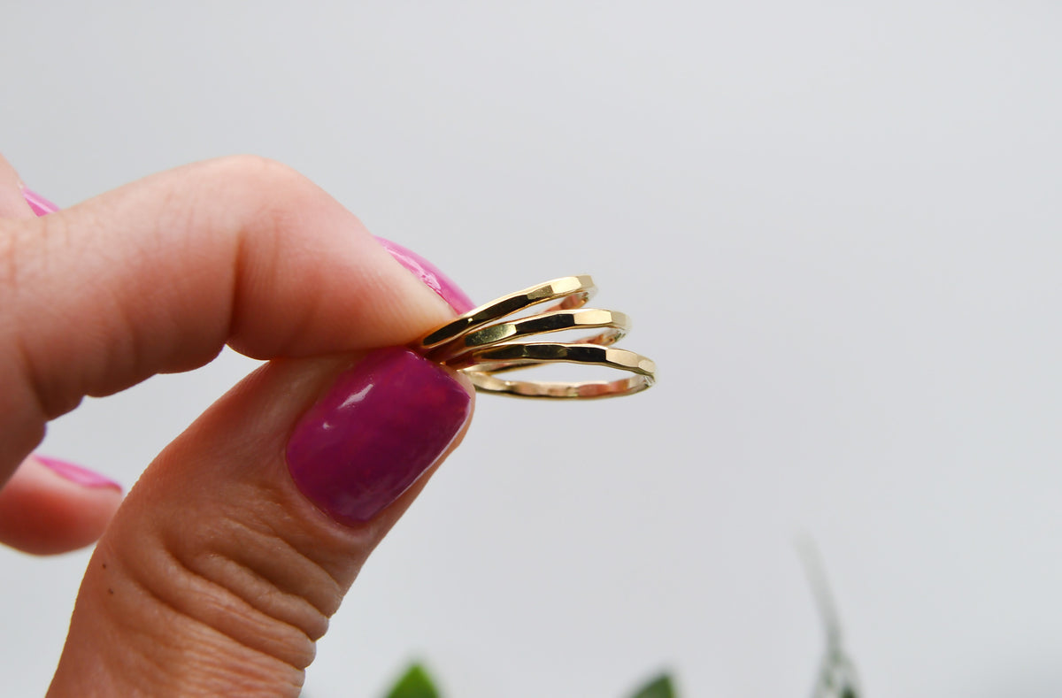 Hammered Stack Ring in Sterling Silver or Gold