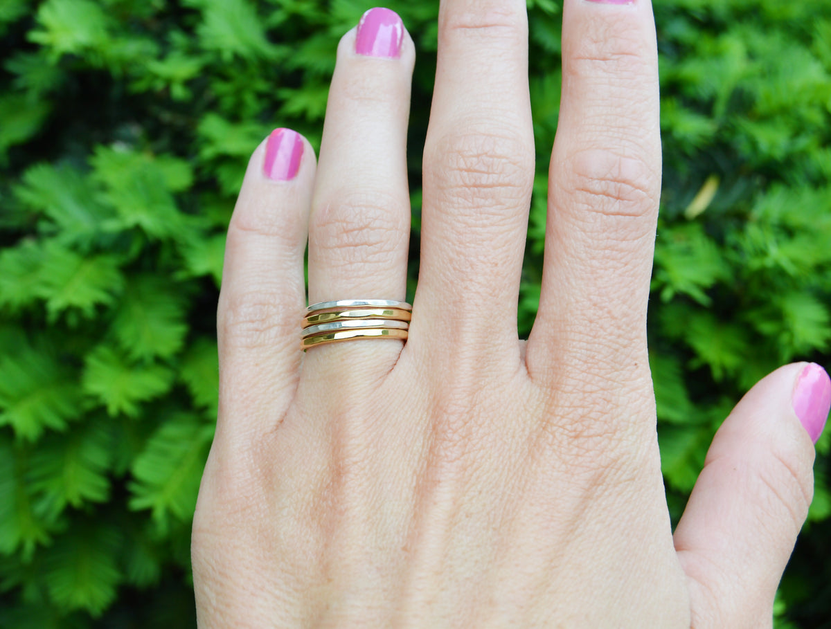 Hammered Stack Ring in Sterling Silver or Gold