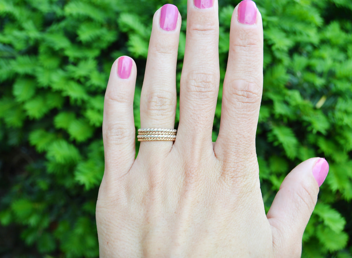 Rope Stack Ring in Sterling Silver or Gold