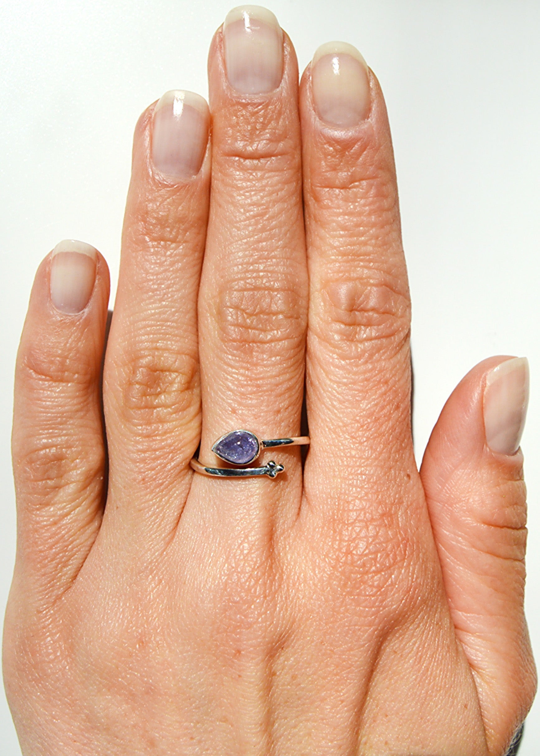 Tanzanite adjustable ring, sterling silver, handmade