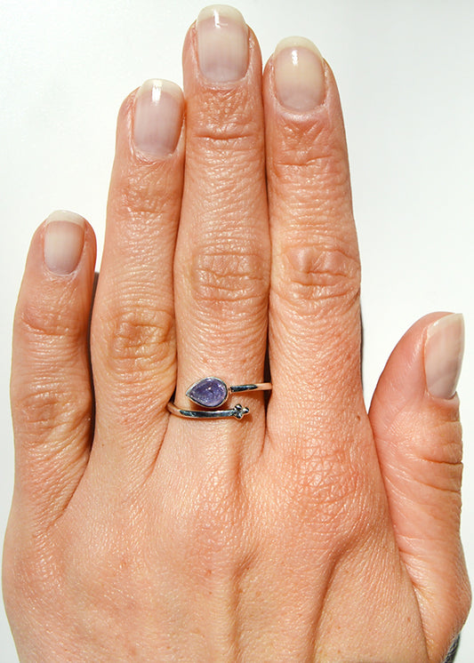 Tanzanite adjustable ring, sterling silver, handmade