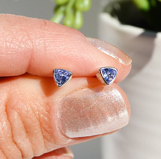 Tanzanite Triangle Studs
