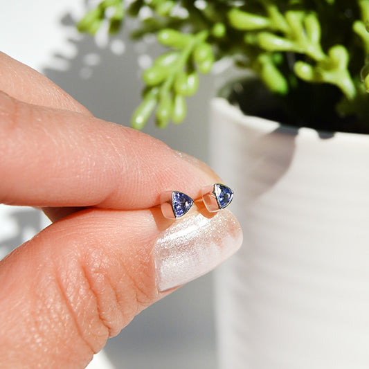 Tanzanite Triangle Studs