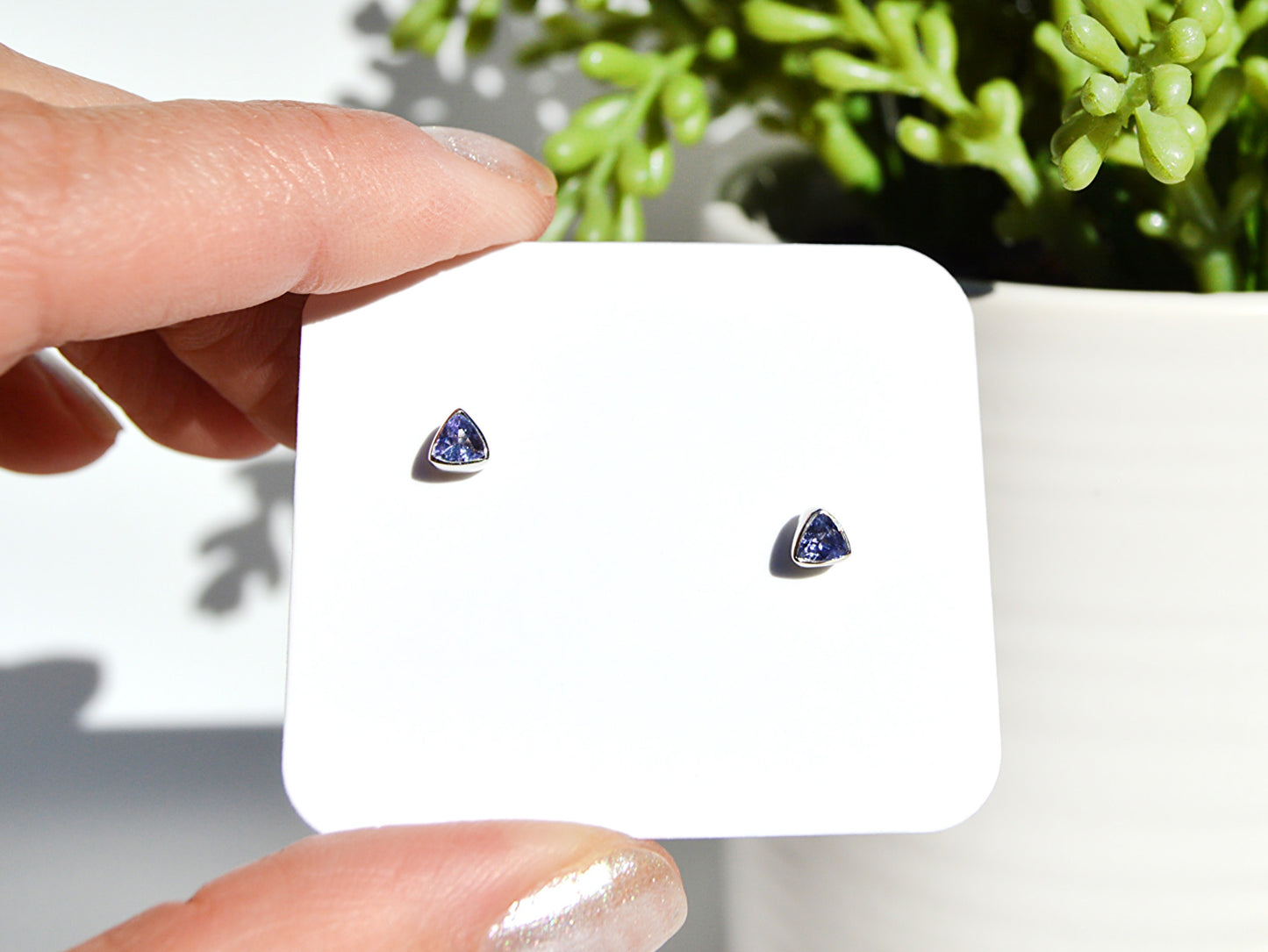 Tanzanite Triangle Studs