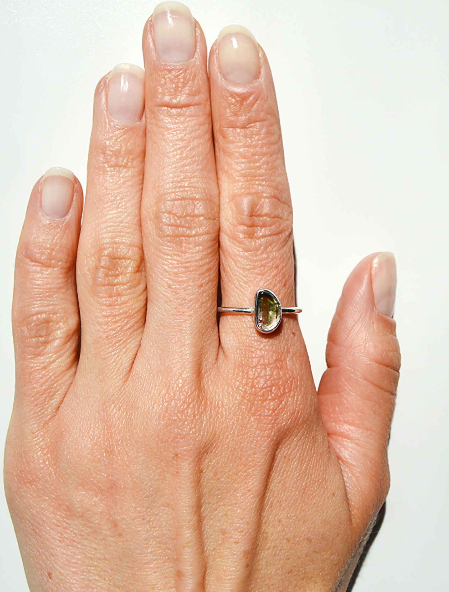 Tourmaline ring, size 9, handmade, sterling silver
