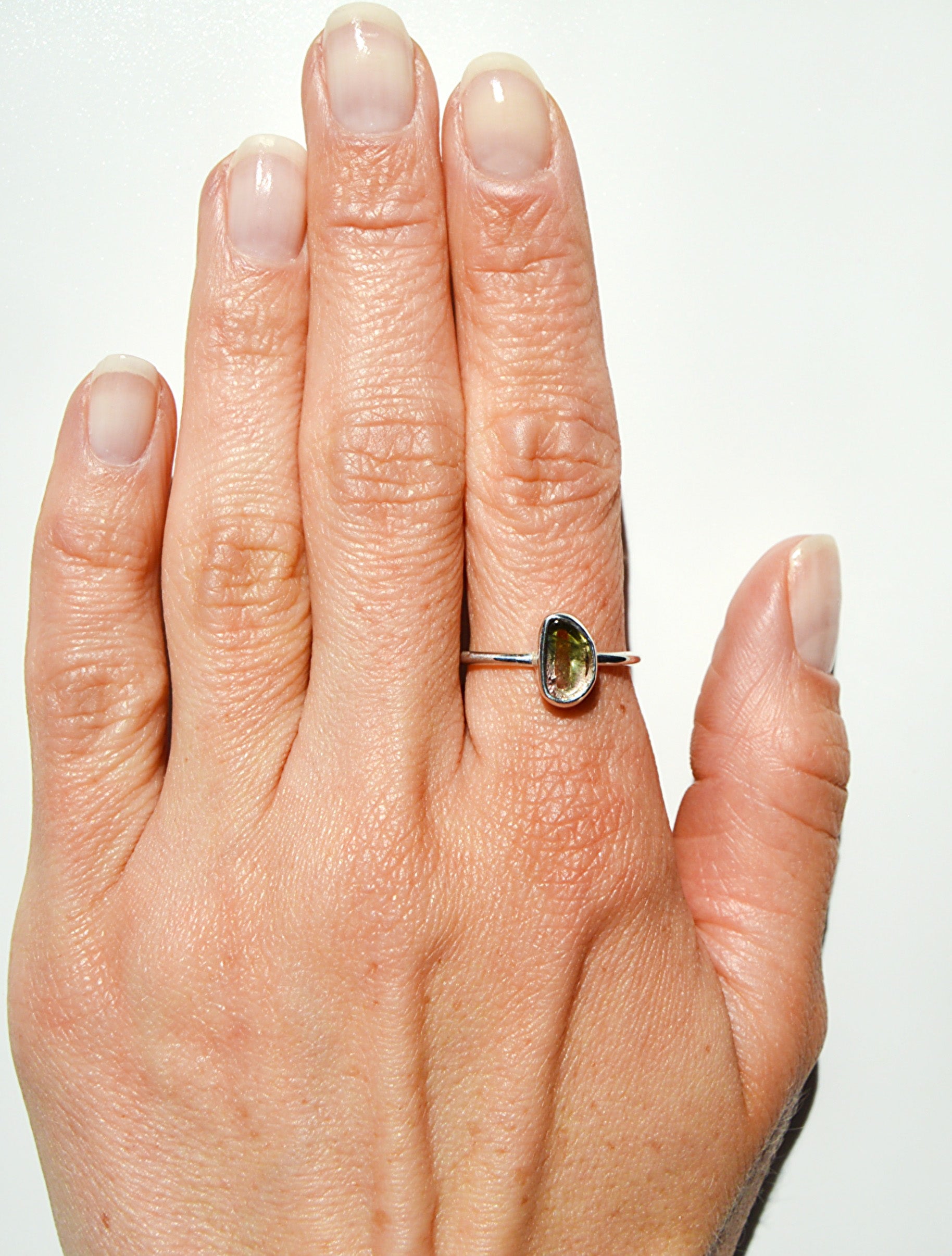 Tourmaline ring, size 9, handmade, sterling silver