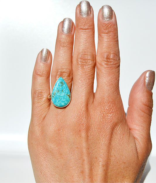 Turquoise Tear Drop Ring Size 7