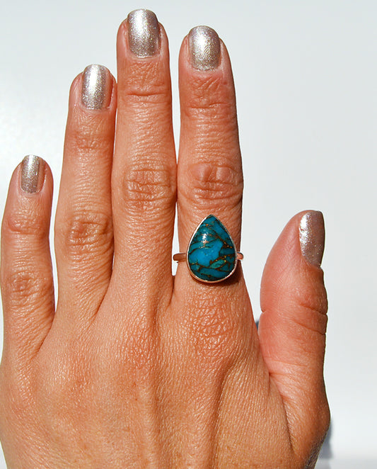 Turquoise Copper Ring Size 8