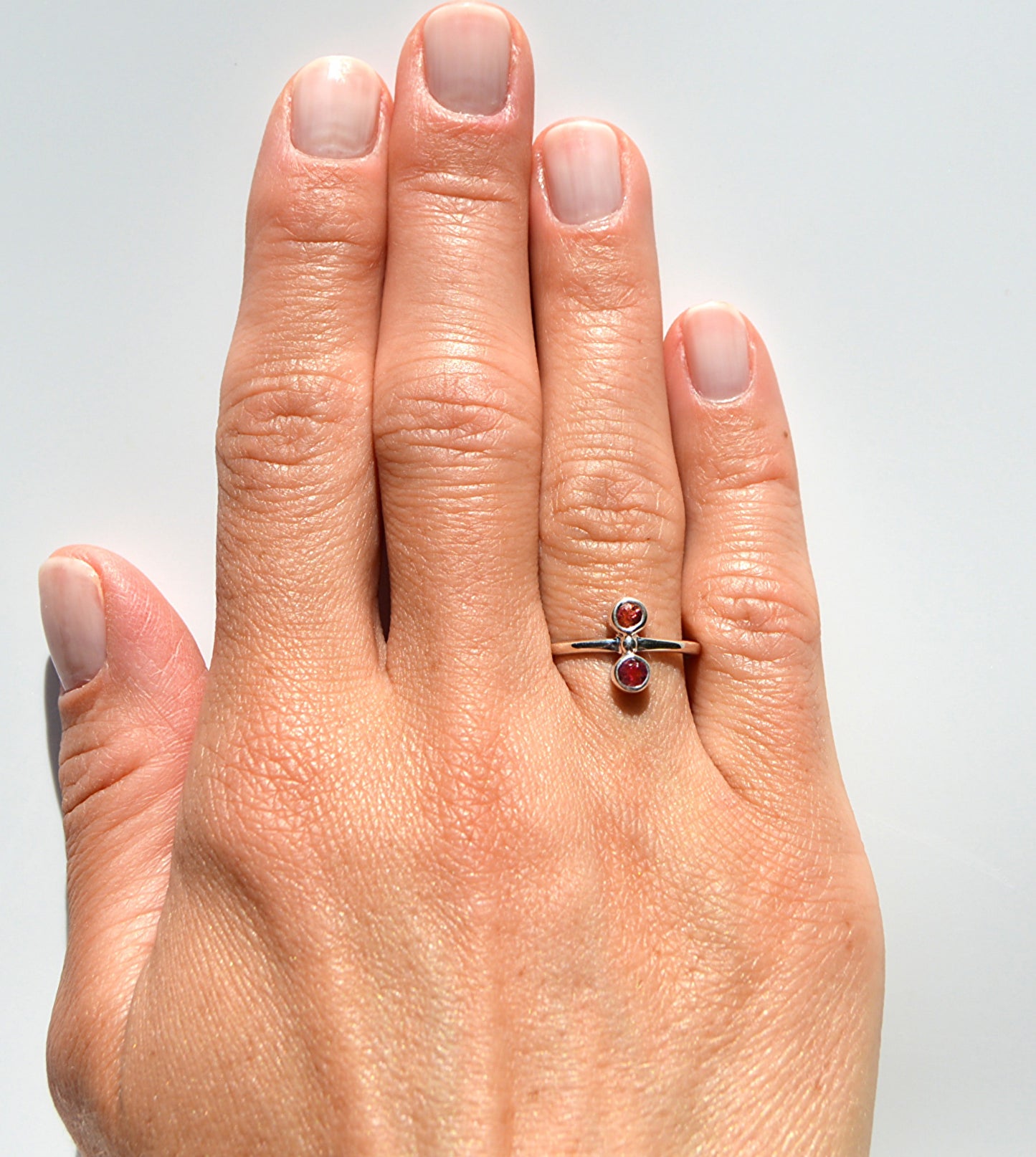 Watermelon tourmaline ring by JeniMarie Jewelry featuring a sterling silver band making it hypoallergenic. 