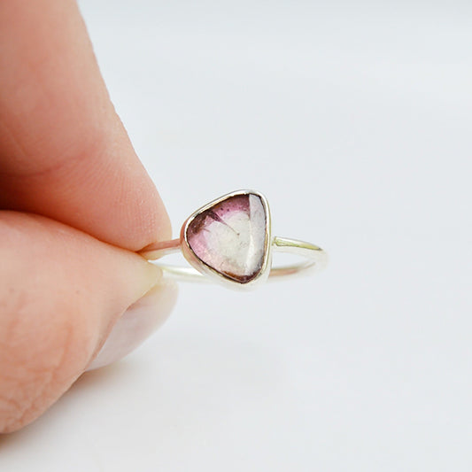 JeniMarie Jewelry features a watermelon tourmaline ring set in .925 sterling silver. 