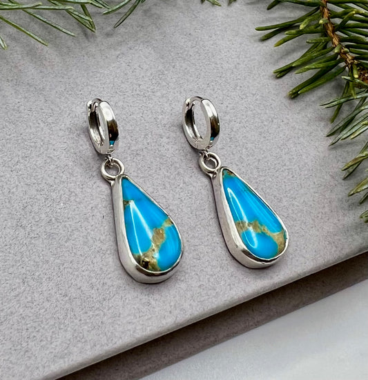 Blue Turquoise Dangle Earrings