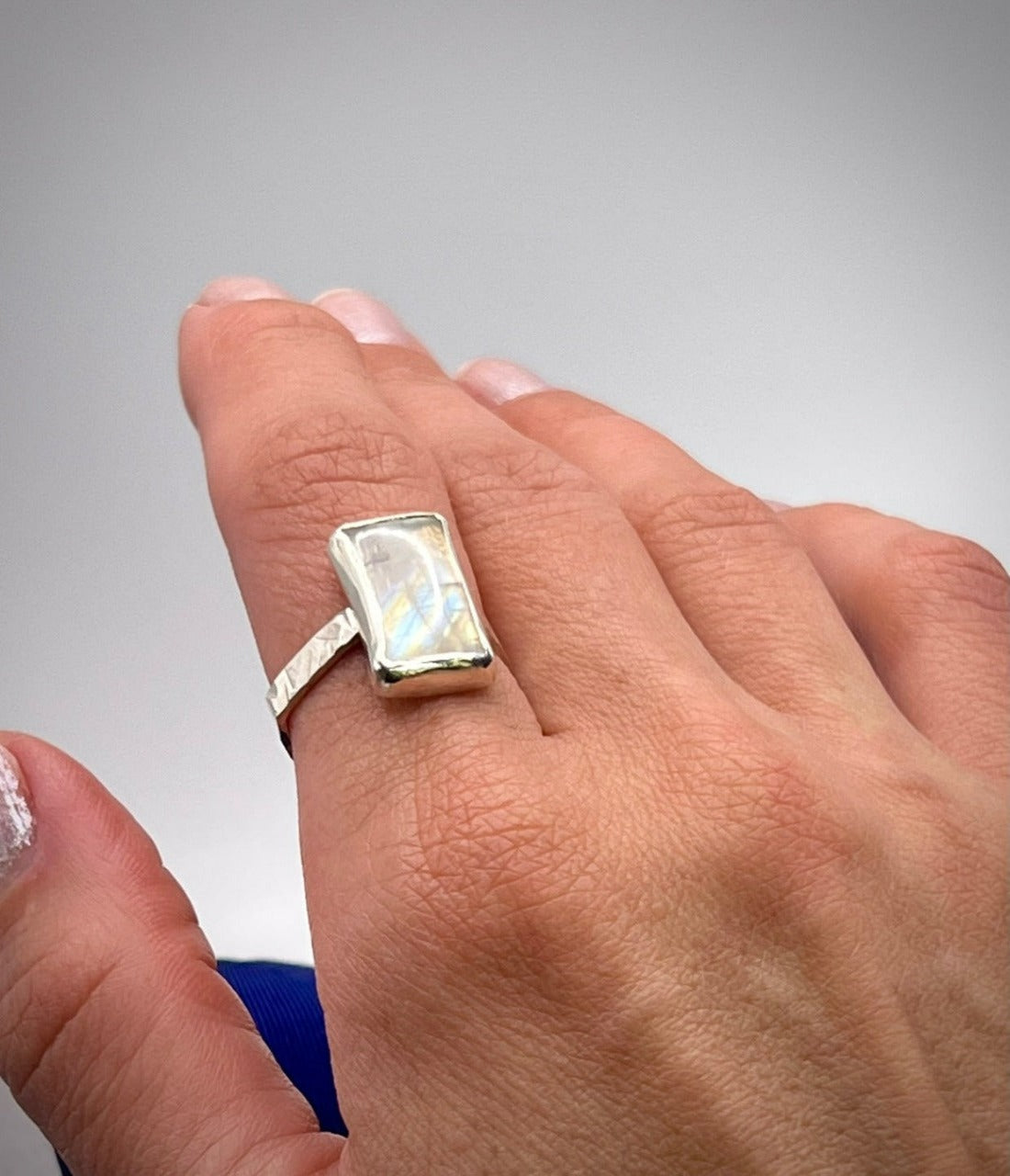 Moonstone Rectangle Ring Size 8.5