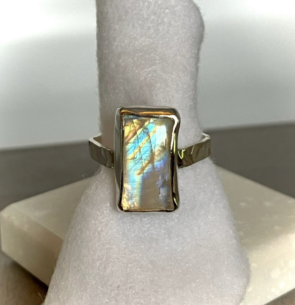 Moonstone Rectangle Ring Size 8.5