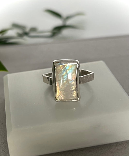 Moonstone Rectangle Ring Size 8.5
